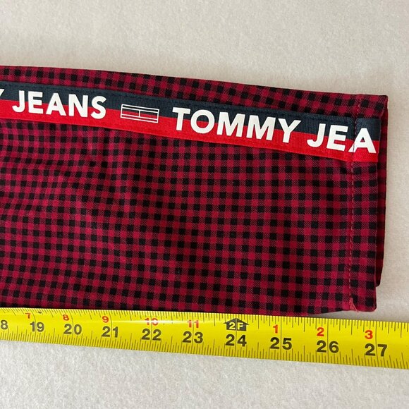 Tommy Jeans Women Red/Black Plaid Stretch Skinny Jeans Sz 2/26 Brand Stripe NWOT - Picture 10 of 12